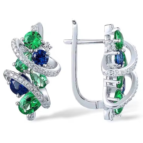 Anthropologie Jewelry - Sparkling Blue Green Spinel White Earrings